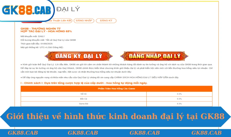 Giới thiệu về hình thức kinh doanh đại lý tại GK88