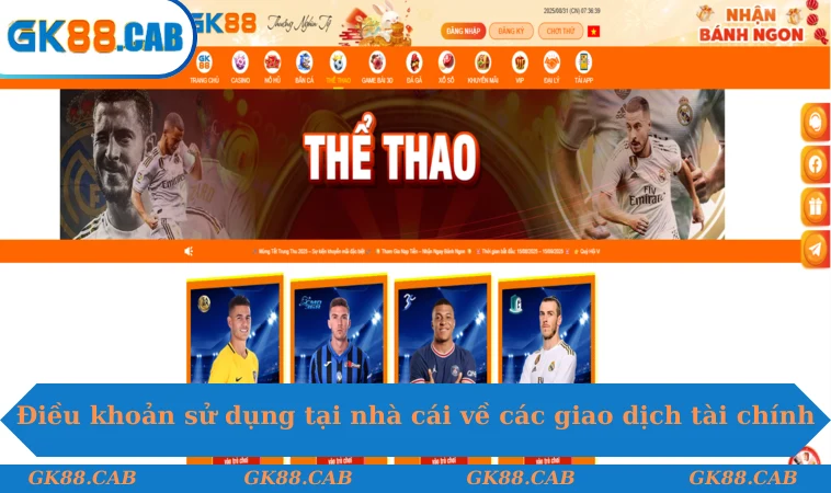 Điều khoản sử dụng tại nhà cái về các giao dịch tài chính