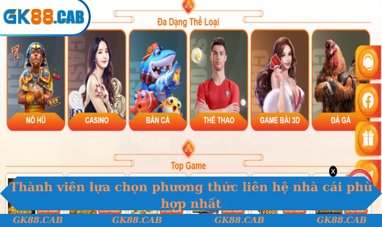Thành viên lựa chọn phương thức liên hệ nhà cái phù hợp nhất
